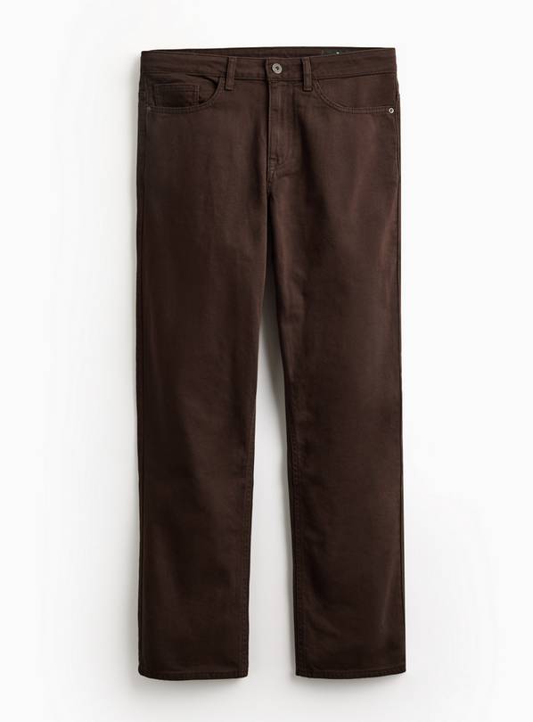 Brown Dyed Denim Straight Leg Jeans 42R