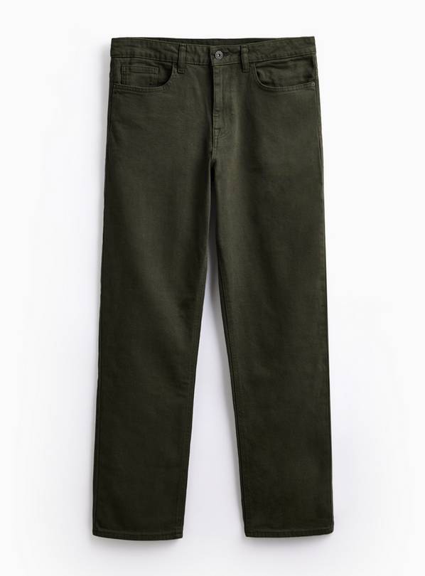Khaki Denim Straight Leg Jeans 42R