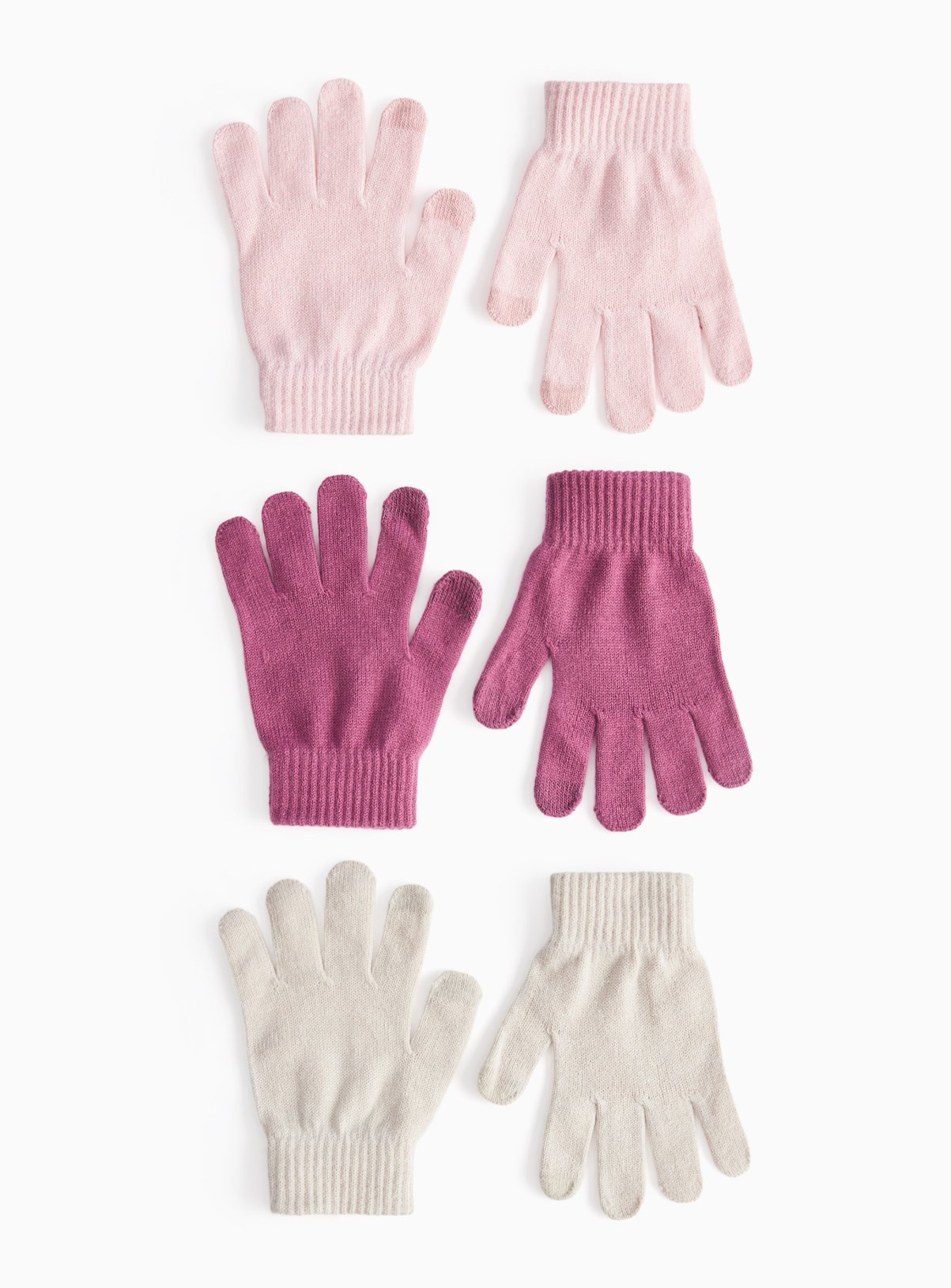 Pink Pink Knitted Touchscreen Gloves 3 Pack One Size - Tu by Sainsbury's