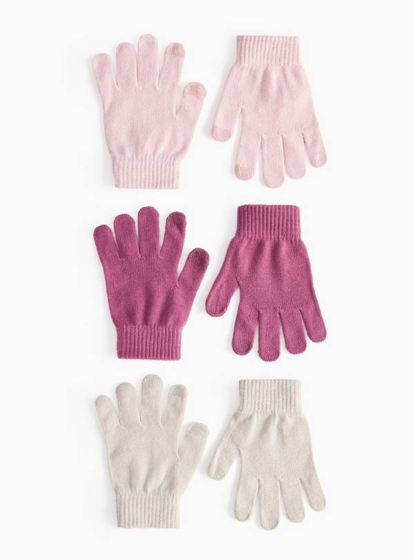 Knitted Touchscreen Gloves 3 Pack One Size