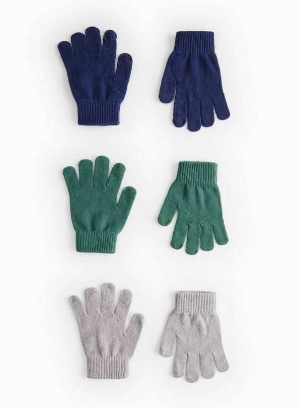 Blue Touch Screen Finger Tip Magic Gloves 3 Pack One Size