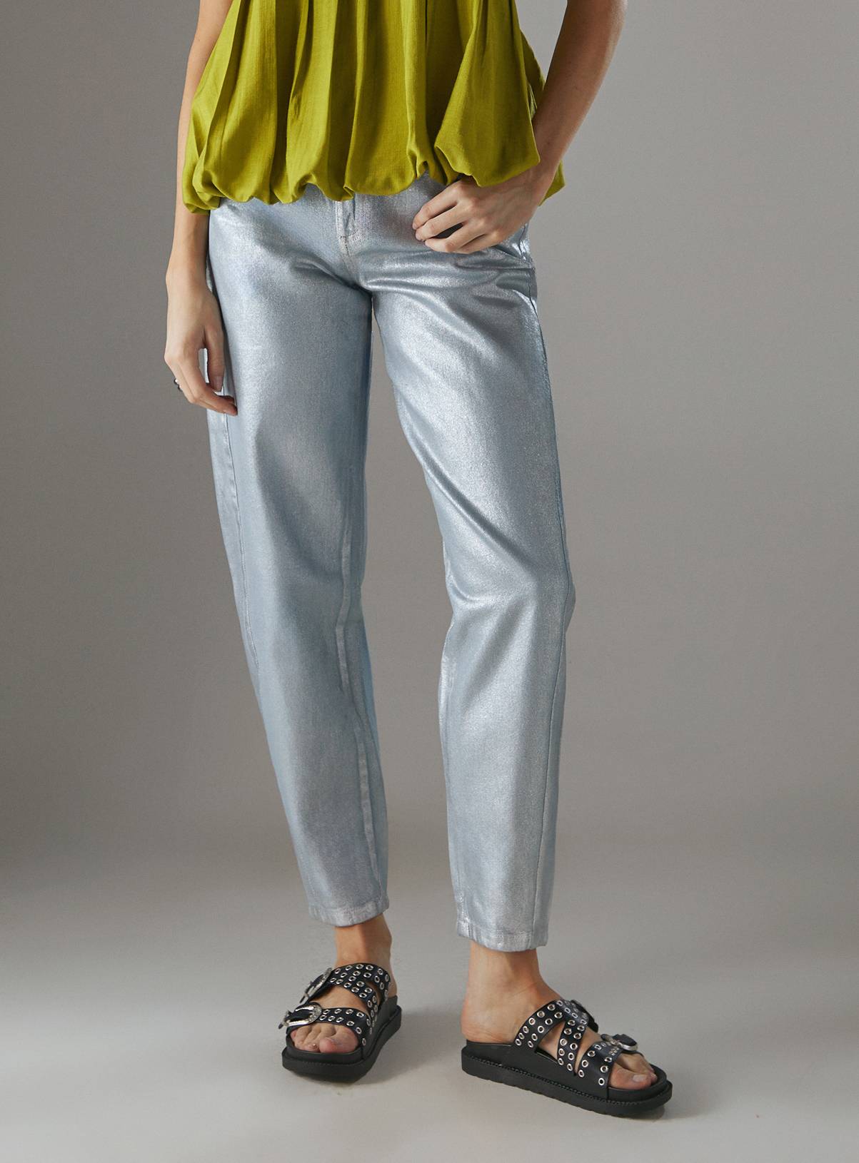 WAREHOUSE Metallic Denim Barrel Leg Jean 14 - Image 2