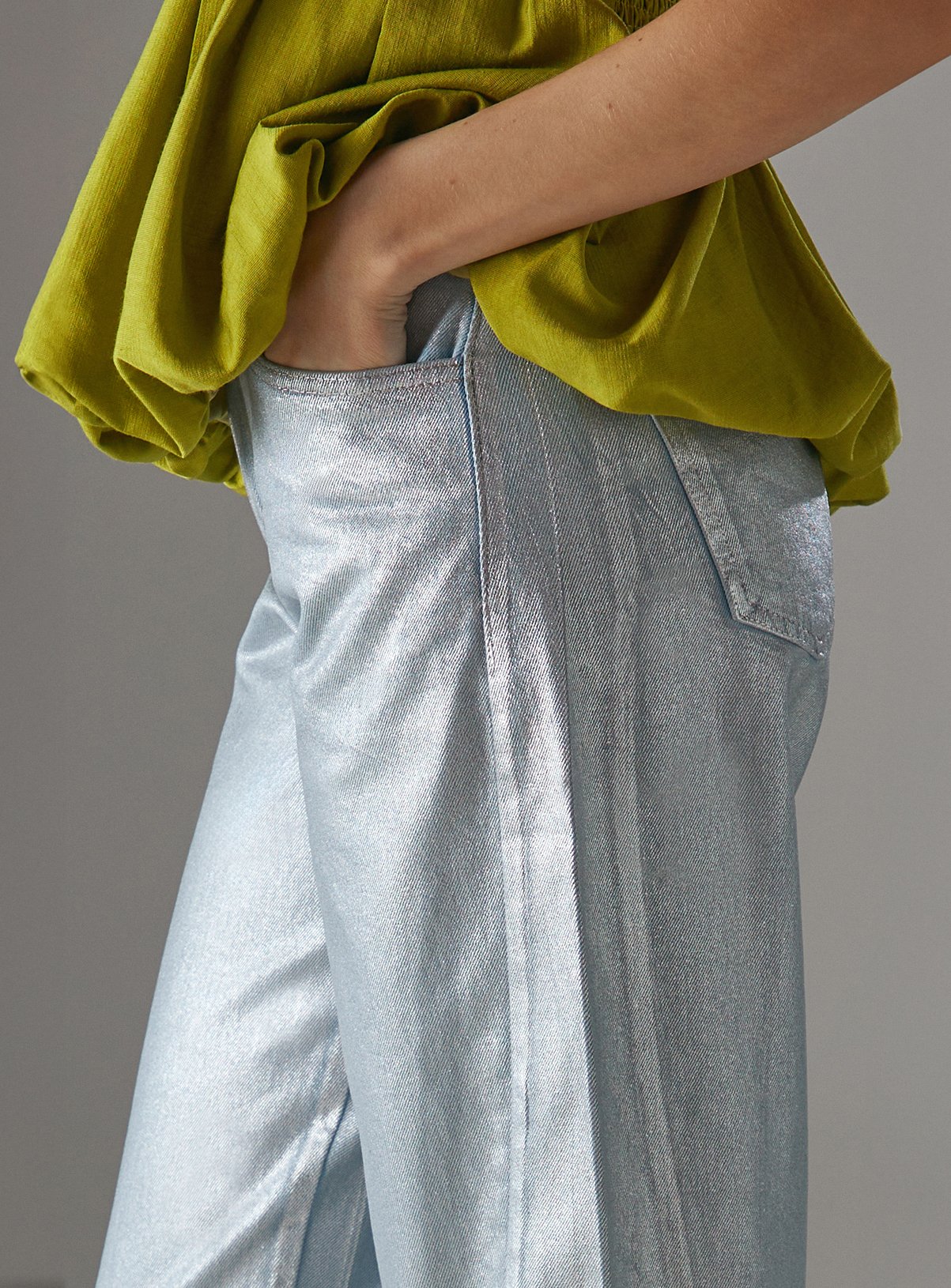 WAREHOUSE Metallic Denim Barrel Leg Jean 14 - Image 3 thumbnail