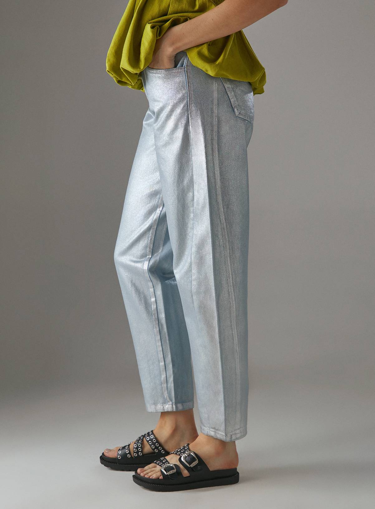 WAREHOUSE Metallic Denim Barrel Leg Jean 14 - Image 4