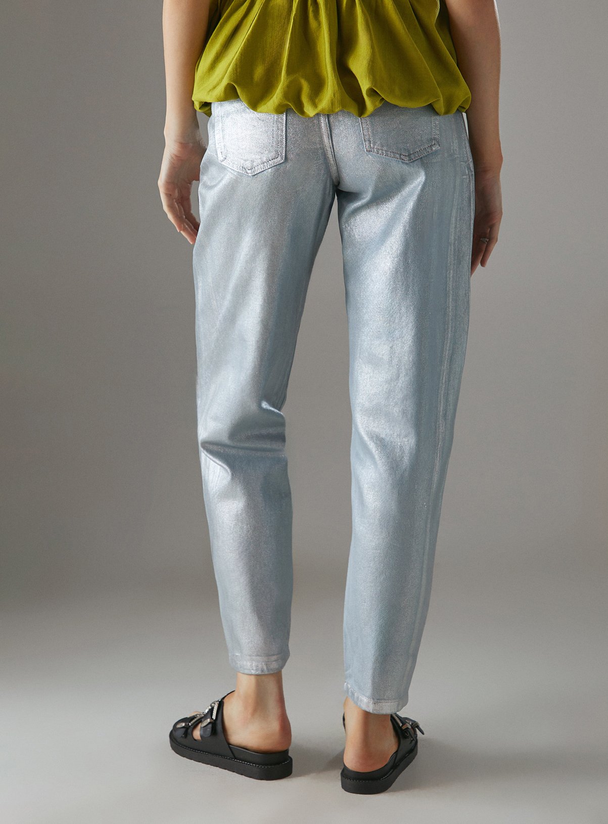 WAREHOUSE Metallic Denim Barrel Leg Jean 14 - Image 5 thumbnail