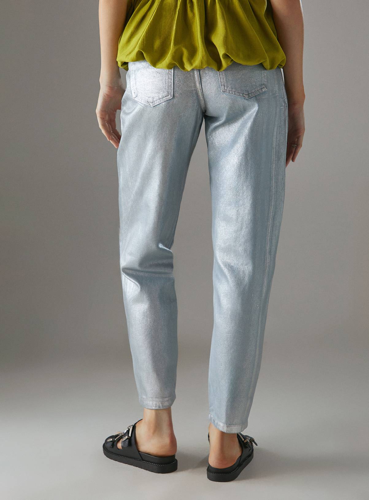 WAREHOUSE Metallic Denim Barrel Leg Jean 14 - Image 5
