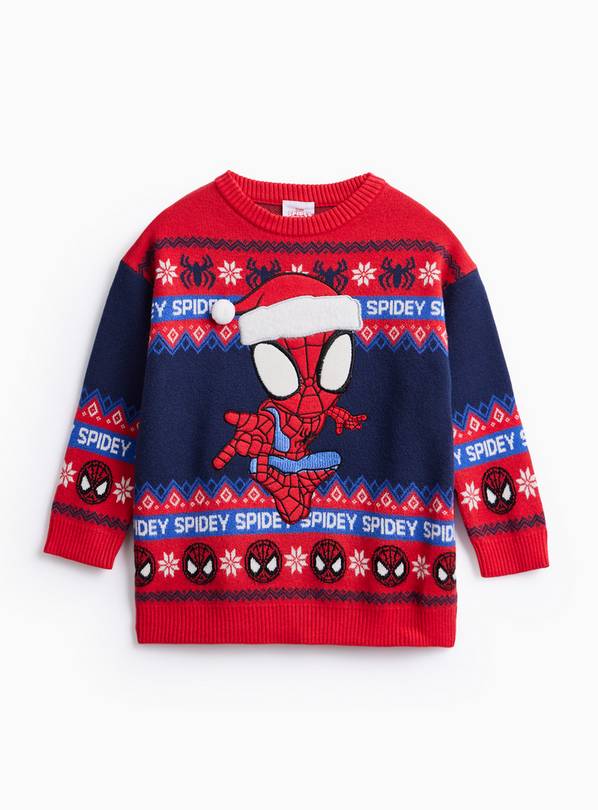Spidey Red Fairisle Knitted Christmas Jumper  2-3 years