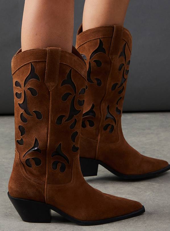 WAREHOUSE Faith For Warehouse: Sadie Suede Cutout Western Boots 7