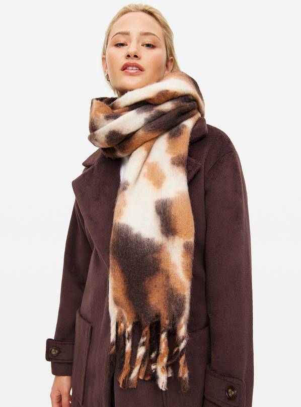 Cream Cow Print Heavyweight Scarf One Size