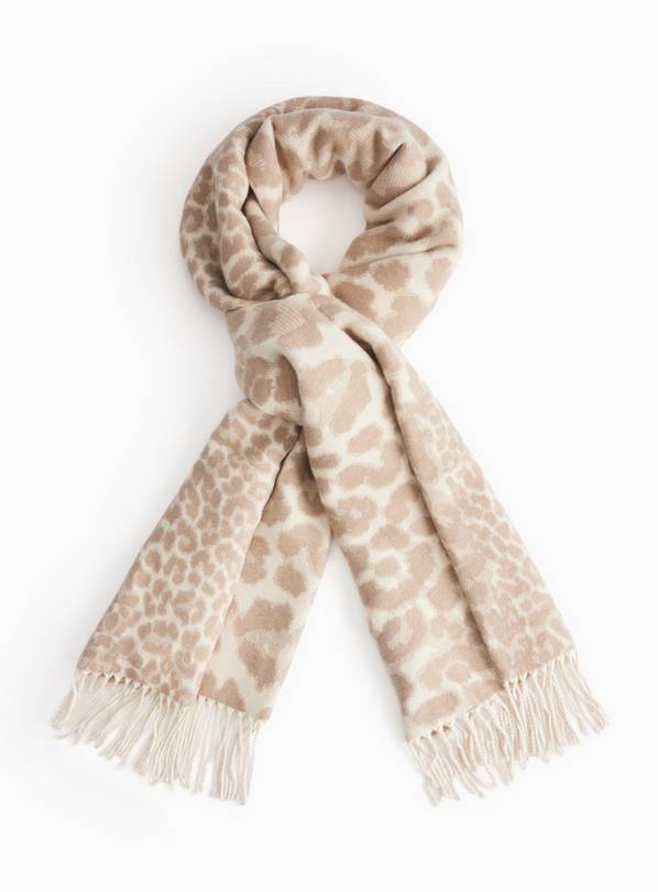 Cream Animal Printed Midweight Scarf One Size
