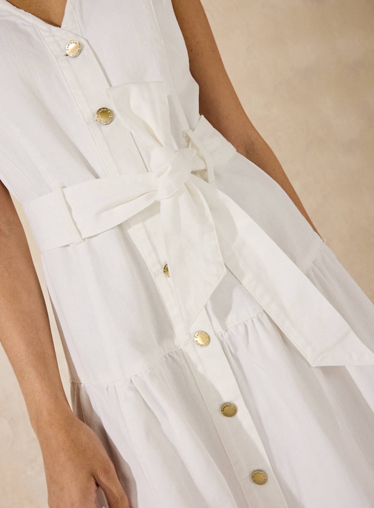EVERBELLE White Denim Belted Midaxi Dress 20 - Image 2