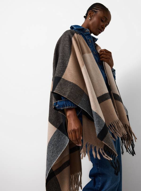 Neutral Check Midweight Cape One Size