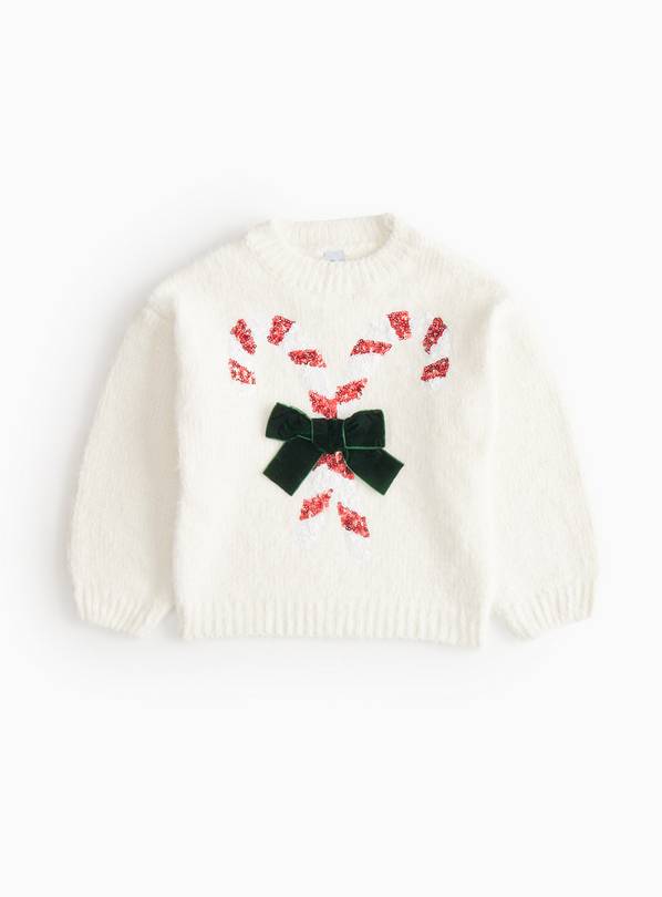 Christmas Candy Canes Sequin Jumper  6 years