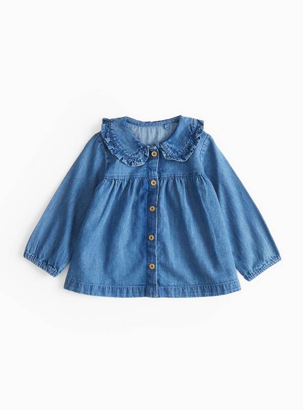 Frill Collared Blue Denim Shirt 12-18 months