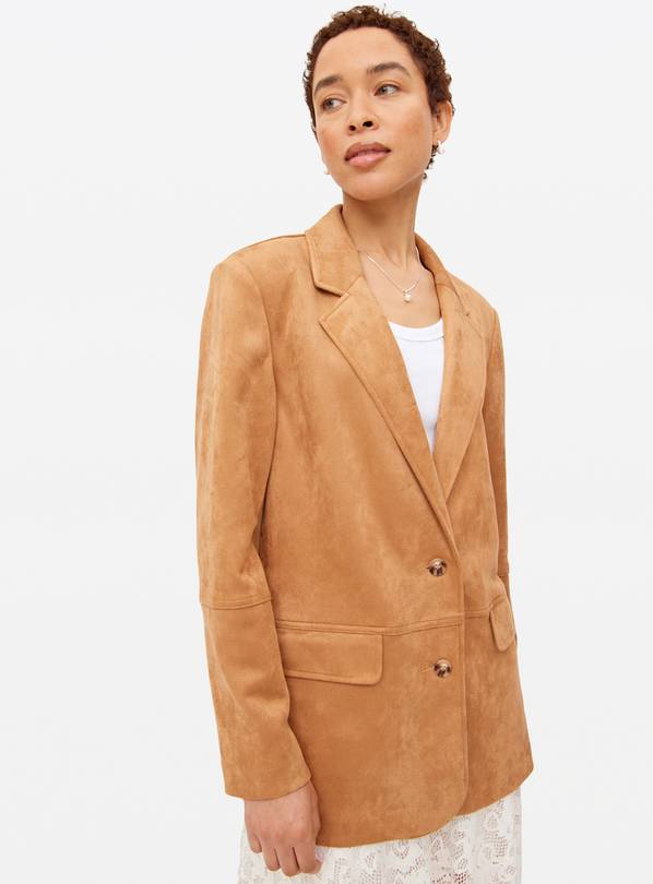 Brown Faux Suede Relaxed Blazer 18