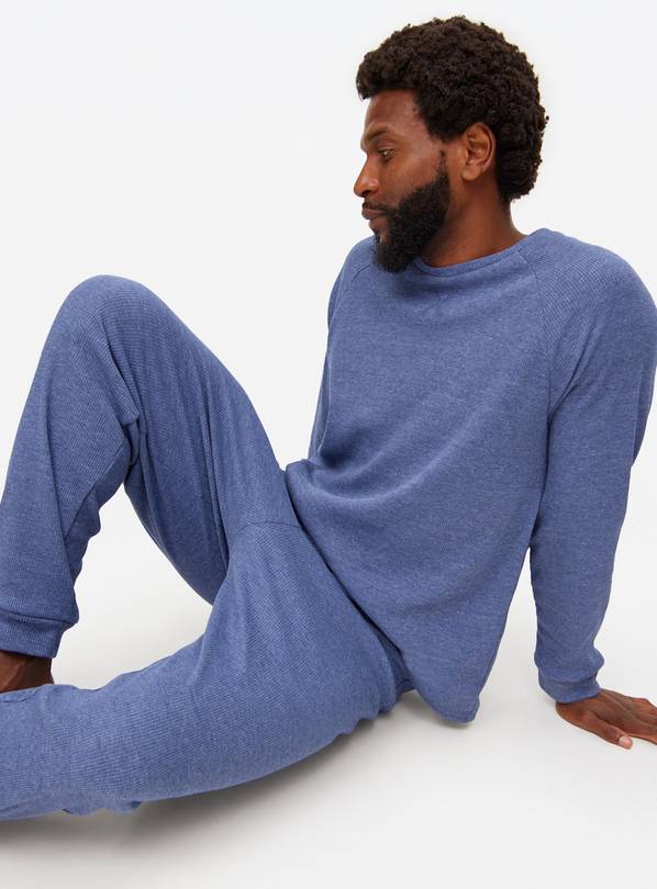 Blue Waffle Long Sleeve Pyjamas M