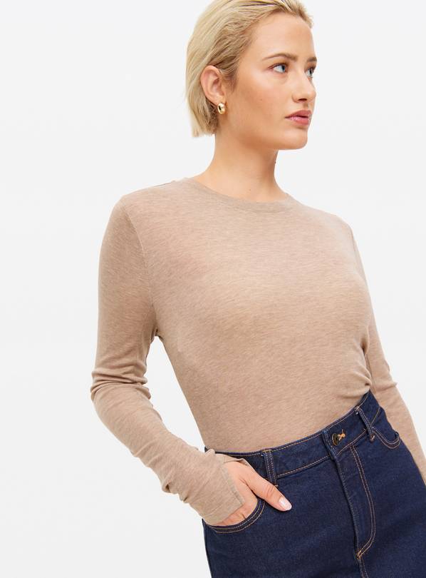 Brown Long Sleeve Wool Blend Top 10