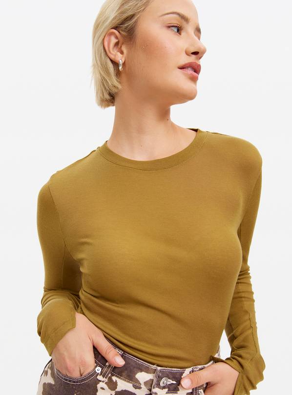 Khaki Long Sleeve Wool Blend Top 18