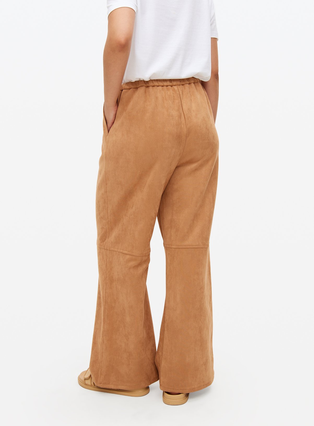 Tan Faux Suede Wide Leg Trousers  20 - Image 4 thumbnail