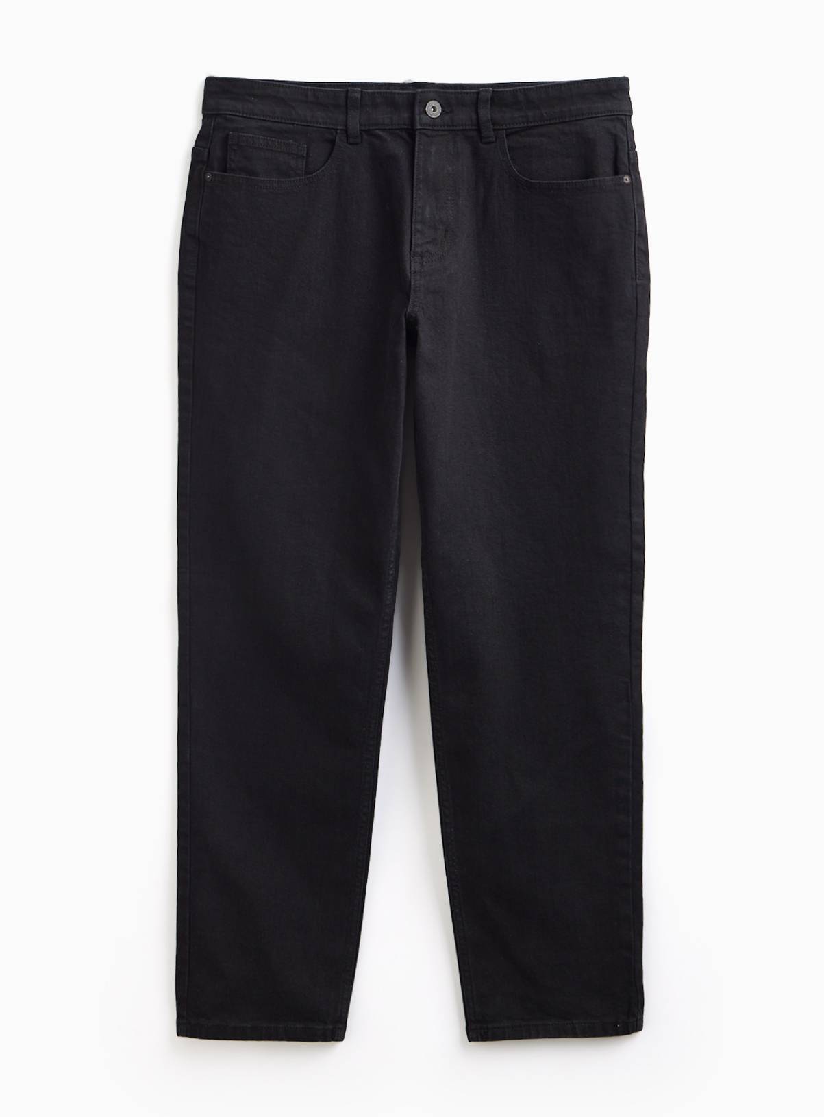 Black Rinse Stretch Denim Straight Leg Jeans 32S - Image 1