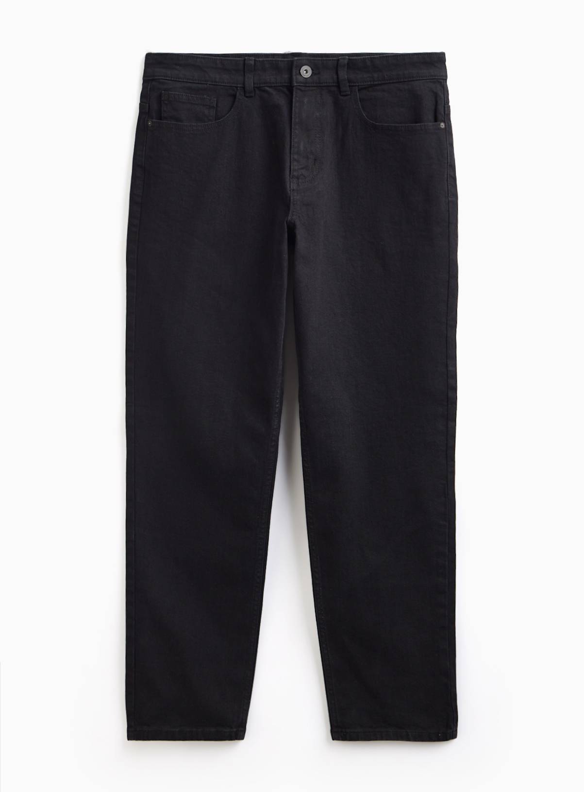 Black Rinse Stretch Denim Straight Leg Jeans 32S - Image 3