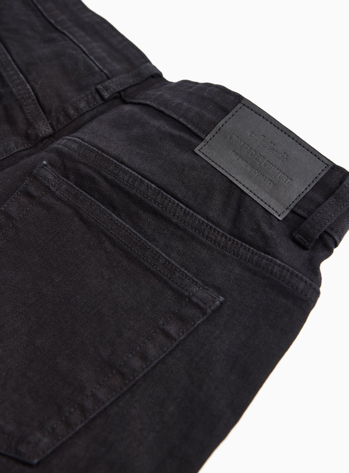 Black Rinse Stretch Denim Straight Leg Jeans 32S - Image 4 thumbnail