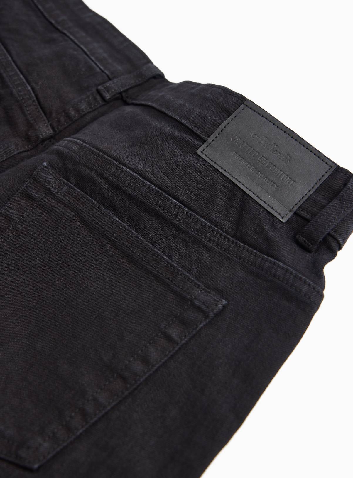 Black Rinse Stretch Denim Straight Leg Jeans 32S - Image 4