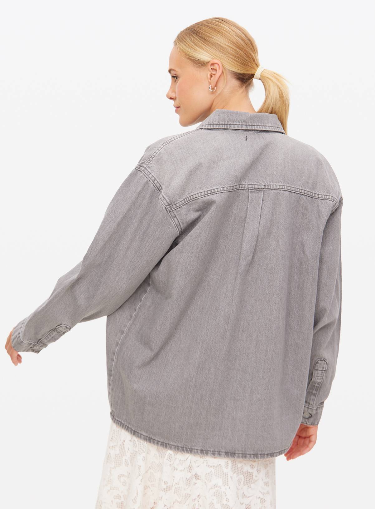 Grey Washed Oversized Denim Shirt 18 - Image 4