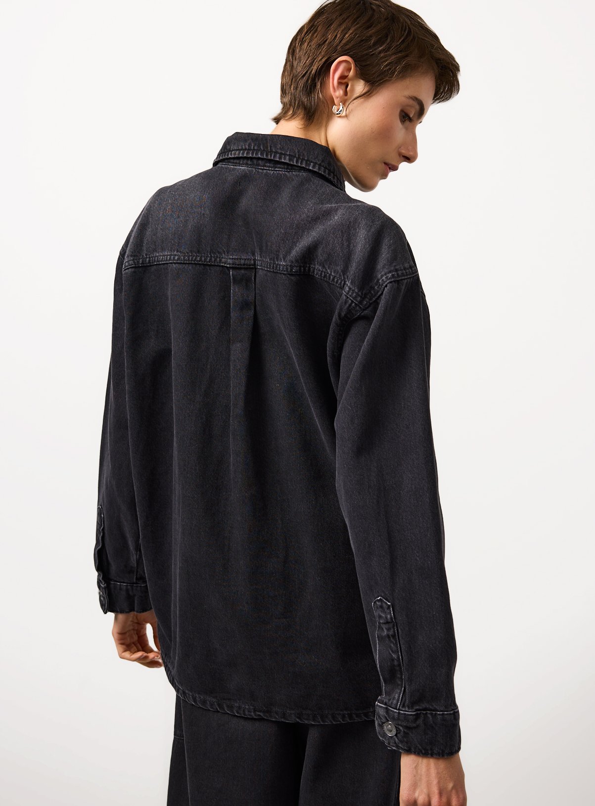 Black Oversized Denim Shirt 16 - Image 4 thumbnail