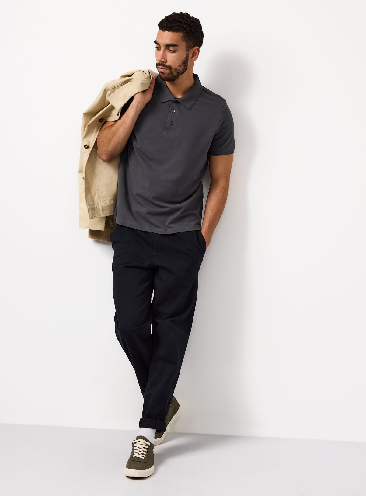 Grey Short Sleeve Pique Polo S - Image 2 thumbnail