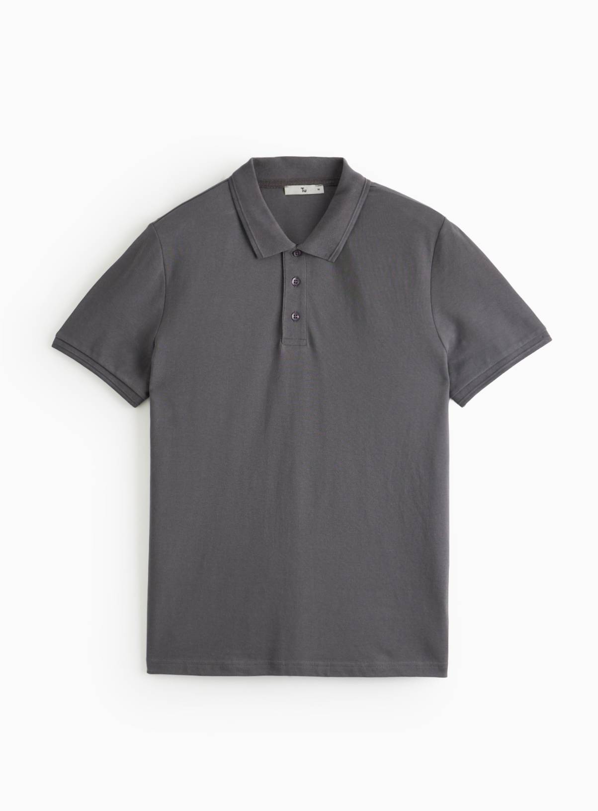 Grey Short Sleeve Pique Polo S - Image 3
