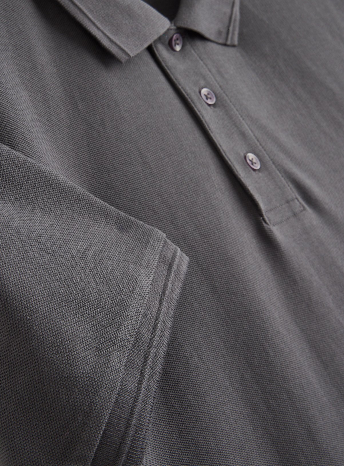 Grey Short Sleeve Pique Polo S - Image 4 thumbnail