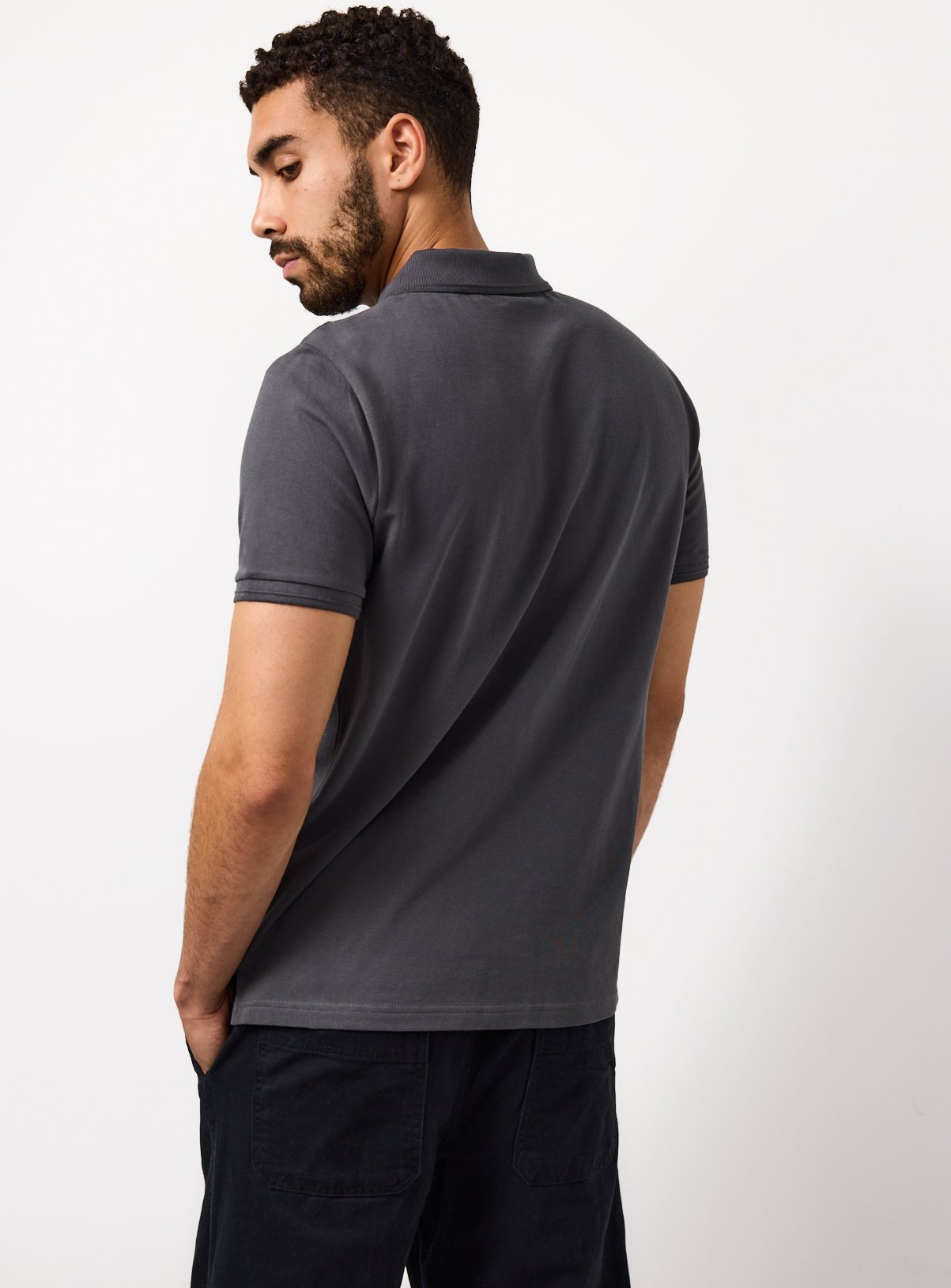 Grey Short Sleeve Pique Polo S - Image 5 thumbnail