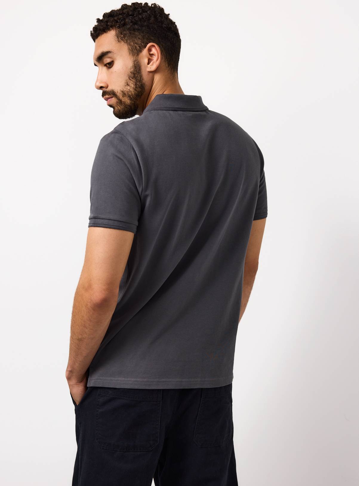 Grey Short Sleeve Pique Polo S - Image 5