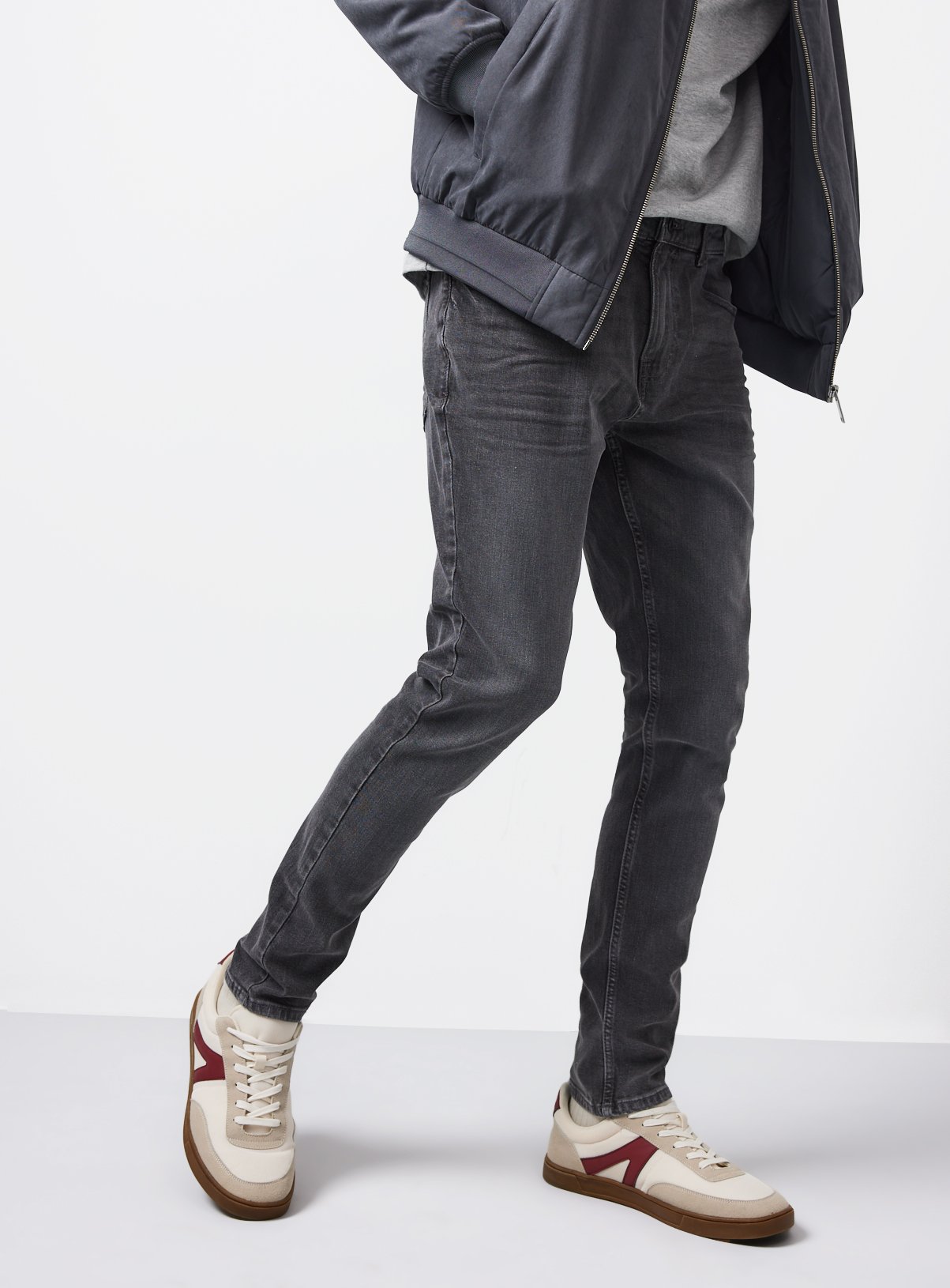 Grey Stretch Denim Skinny Fit Jeans 38R - Image 2 thumbnail