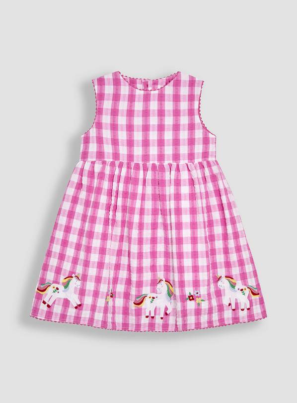 JOJO MAMAN BÉBÉ Unicorn Applique Gingham Dress 6-12 months