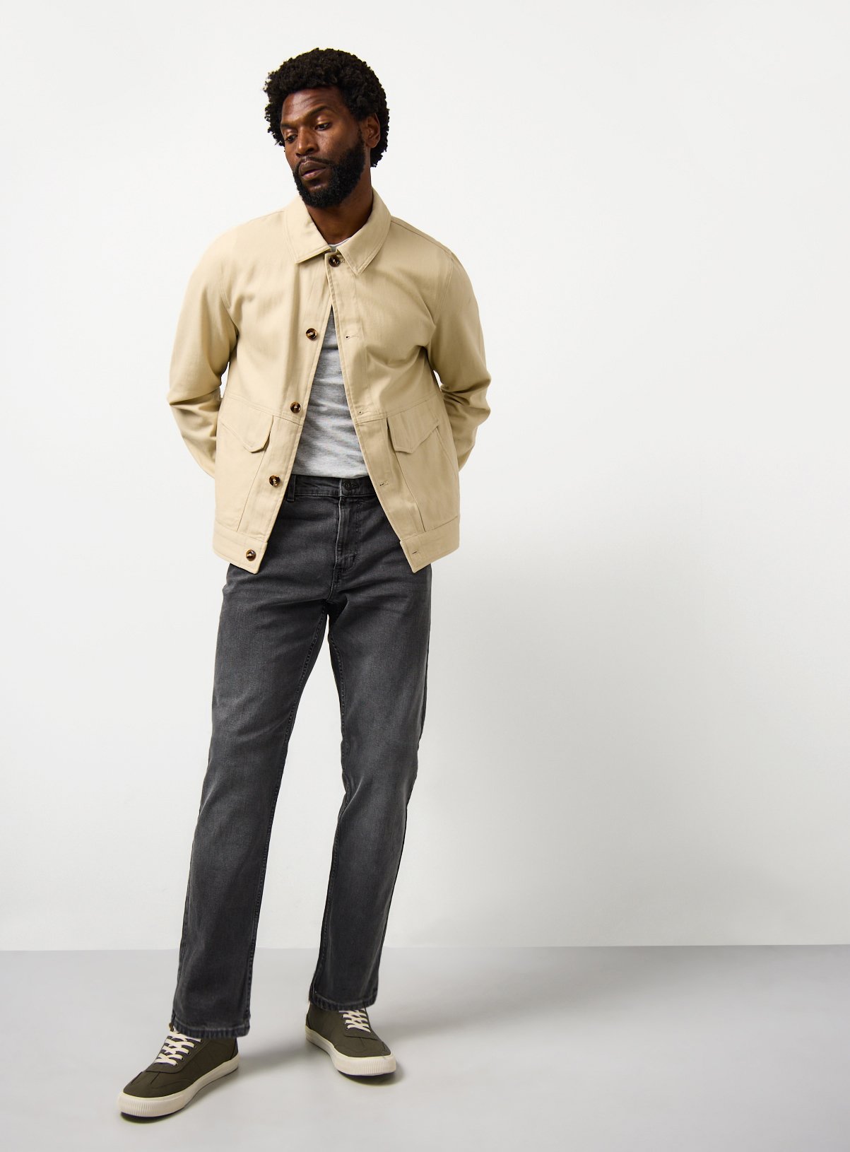 Grey Washed Slim Fit Denim Jeans 30S - Image 2 thumbnail