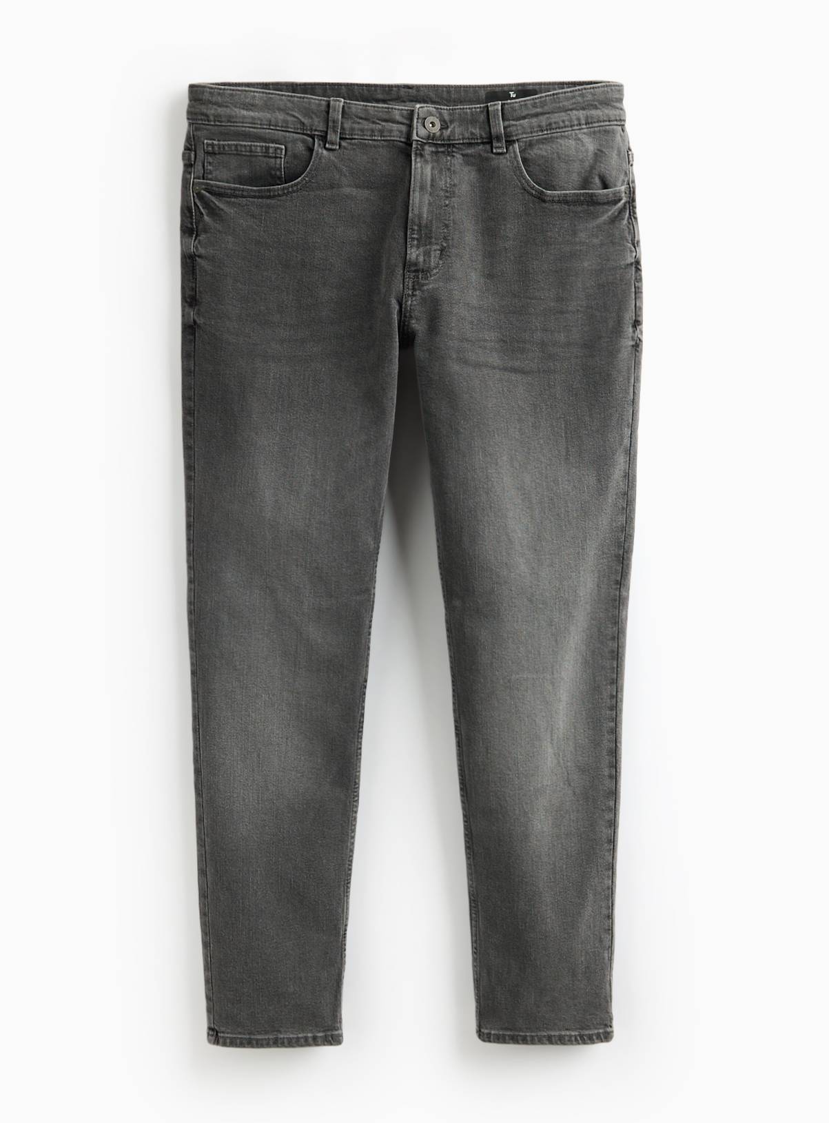 Grey Washed Slim Fit Denim Jeans 30S - Image 3