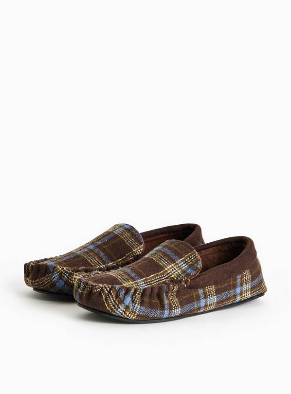 3M™ Thinsulate™ Brown Traditional Check Moccasin Slippers 9