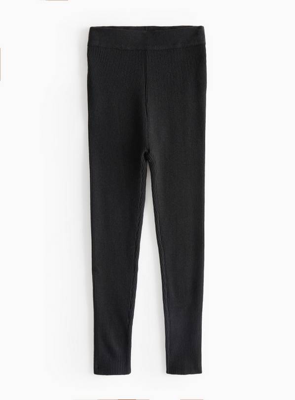 Black Knitted Ribbed Leggings 6 years