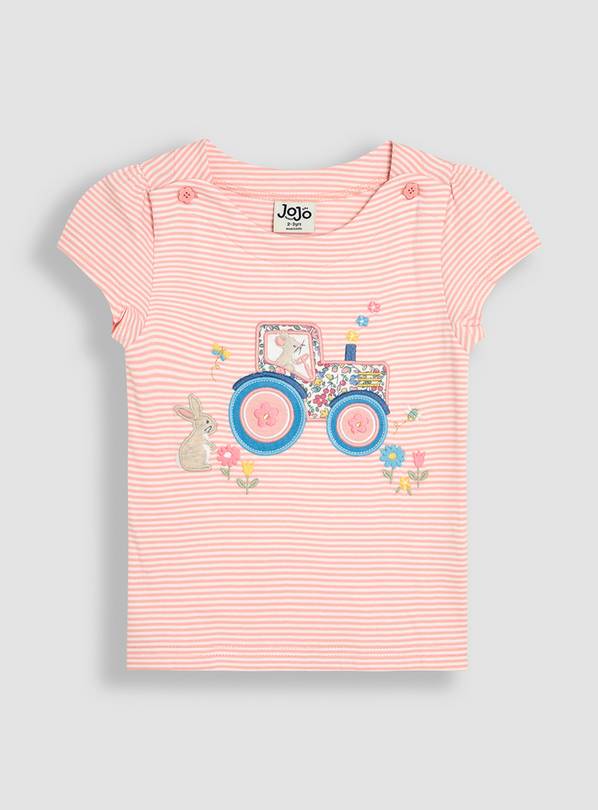 JOJO MAMAN BÉBÉ Bunny On Tractor Applique T-Shirt 6-12 months