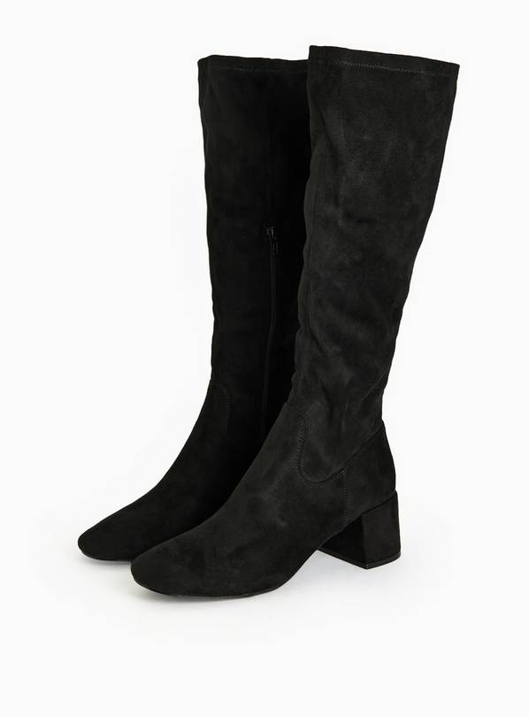 Black Faux Suede Long Leg Boots 7