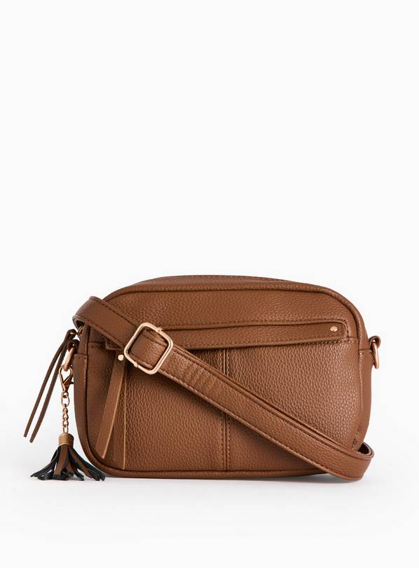 Tan Faux Leather Camera Bag  One Size