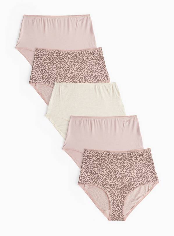 Leopard Printed Cotton Blend Full Knickers 5 Pack 24