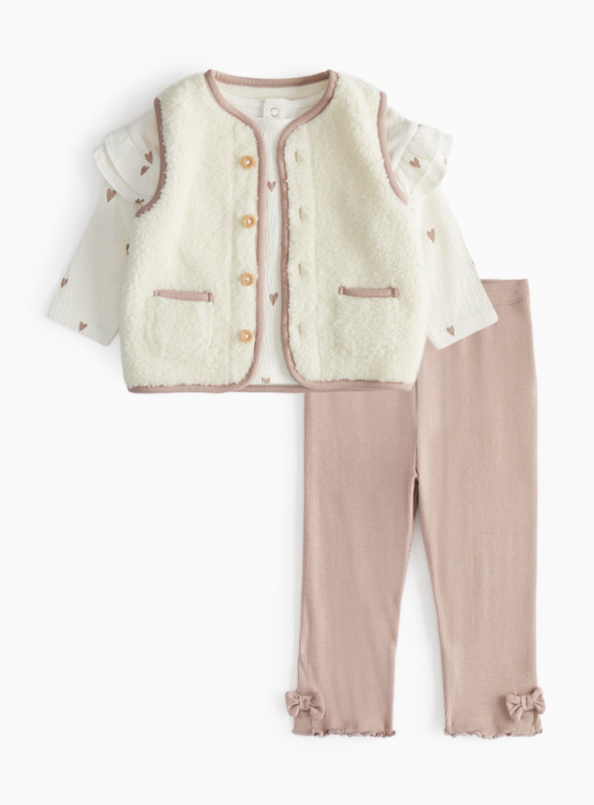 Top, Leggings & Borg Gilet Set (3-6 Months) - Tu by Sainsbury's