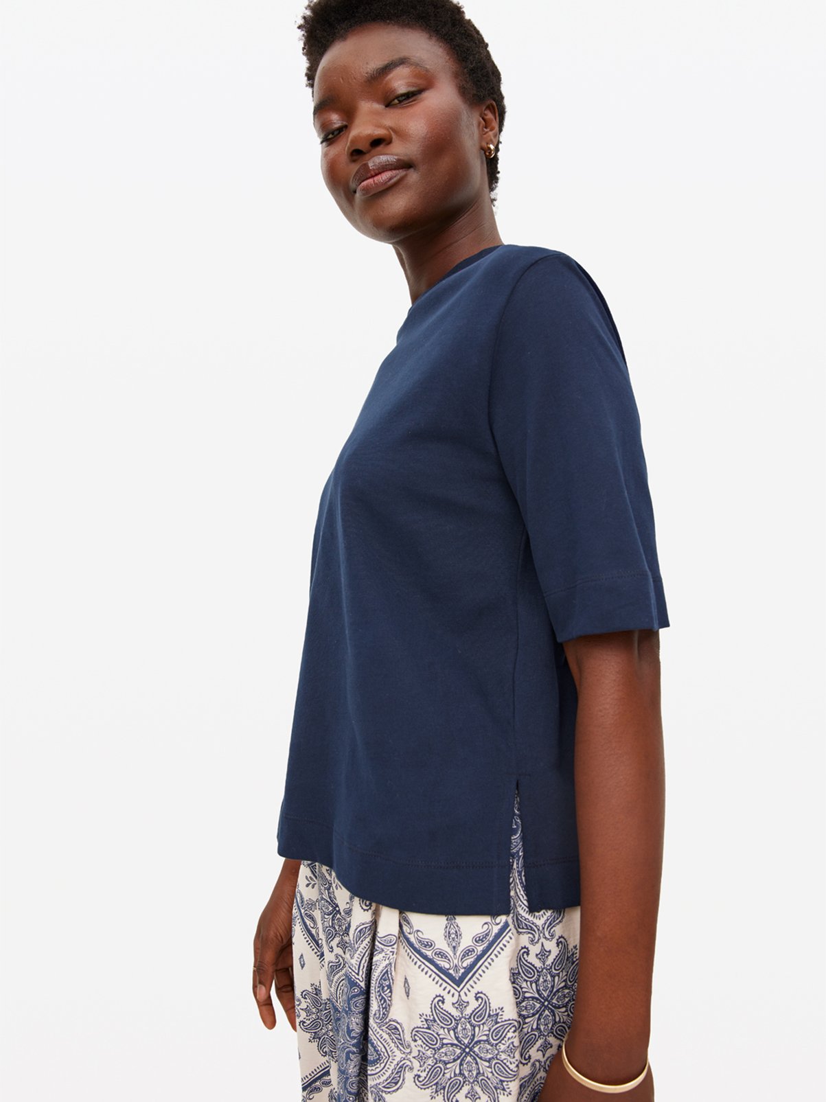 Navy Crew Boxy T-Shirt L