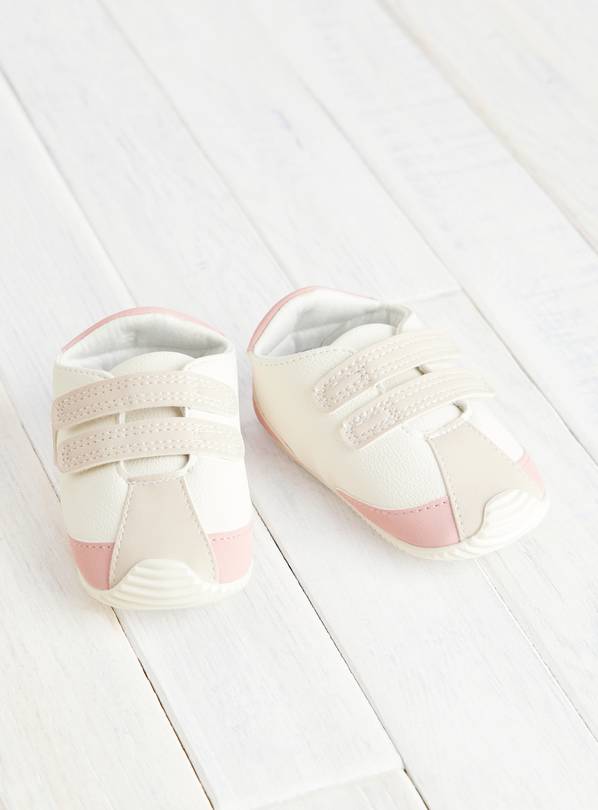 White And Pink Flexi-Sole Trainers 3-6 months