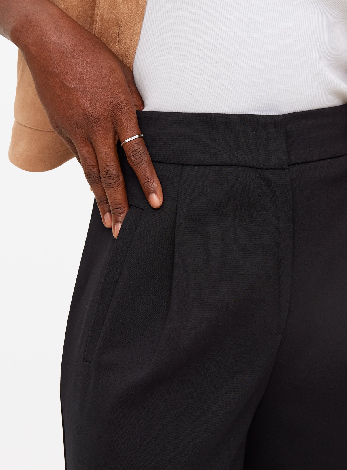 Black Tailored Ponte Wide Leg Trousers  20R - Image 3 thumbnail