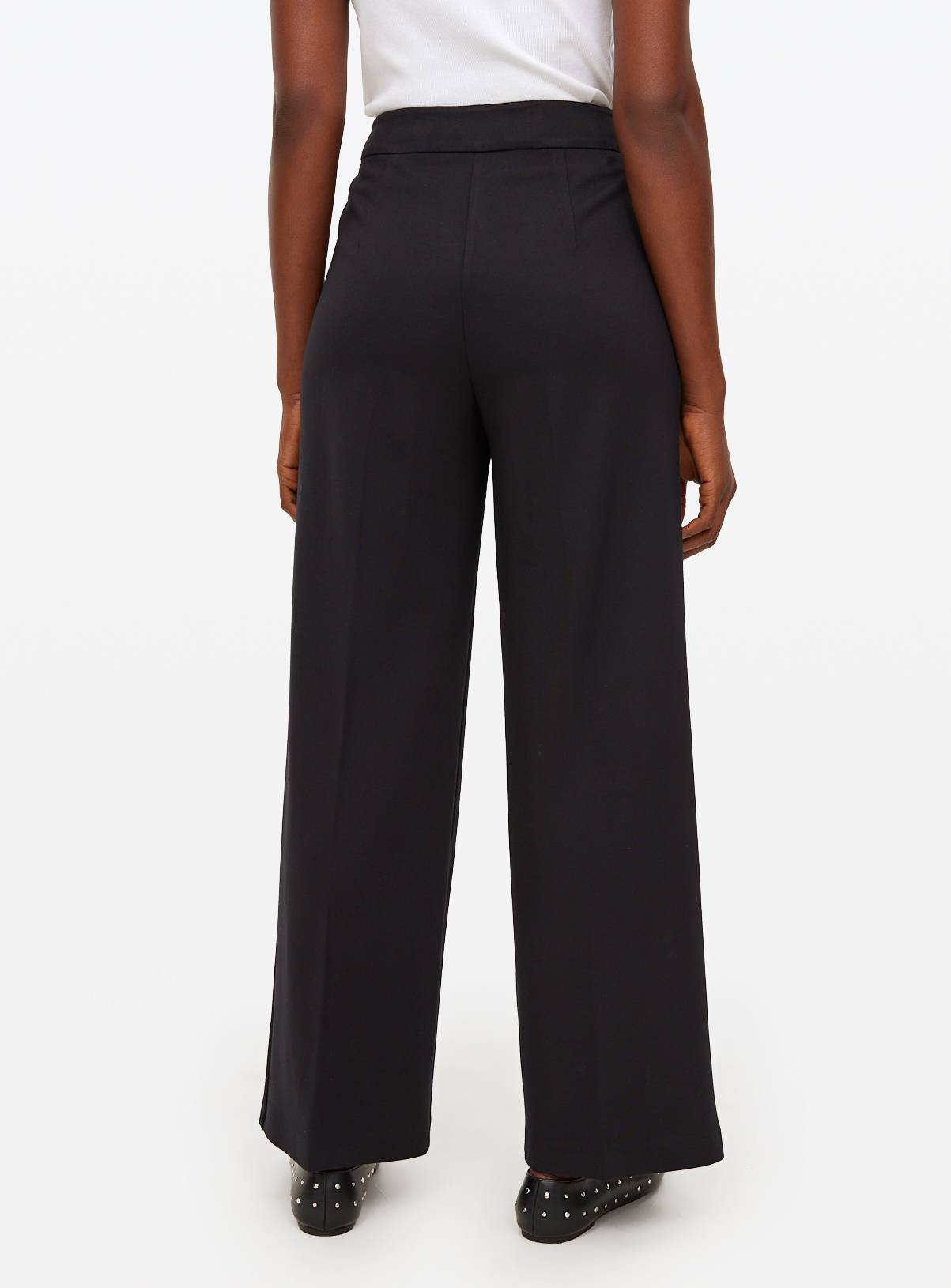 Black Tailored Ponte Wide Leg Trousers  20R - Image 4