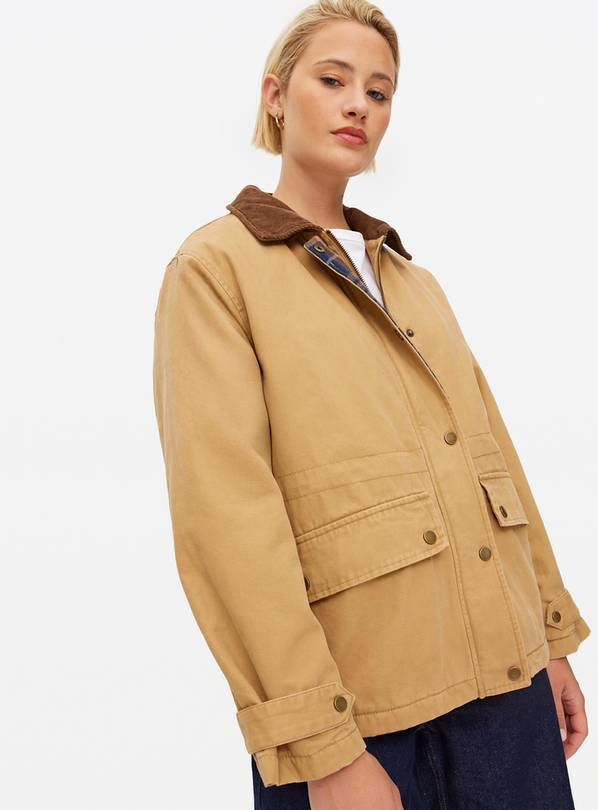 Tan Contrast Collared Barn Jacket 10